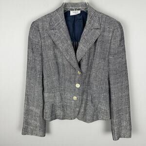 Akris Punto Gray Linen Long Sleeve Casual Cropped Blazer M